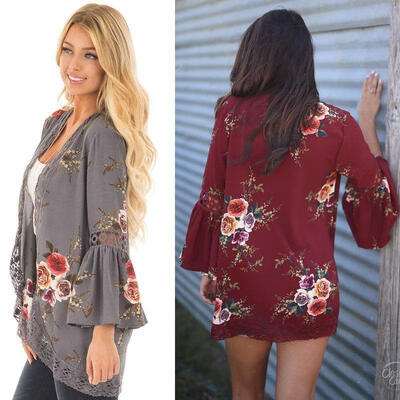 

Women Long Cardigan Loose Sweater Sleeve Knitted Outwear Jacket Coat Swimwear