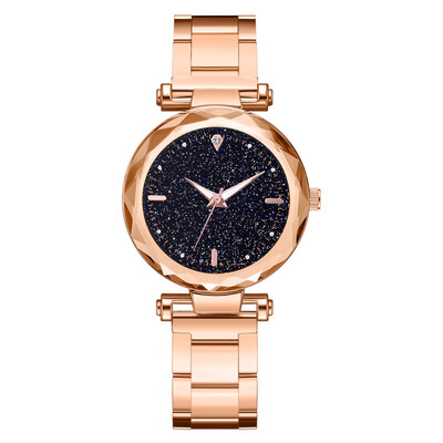 

Ladies fashion trend luminous watch starry round dial color steel belt female watch