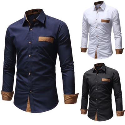

Stylish Men Long Sleeve Luxury T-Shirt Formal Blouse Casual Slim Fit Shirt