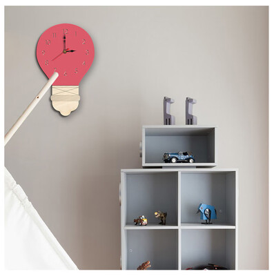 

Gobestart Nordic Style Light Bulb Wall Clock Silent Wooden Clock for Home Living Room