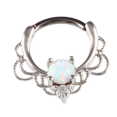 

Opal Gem Pierced Round Nose Ring Nasal Nail Breast Rings Body Piercings