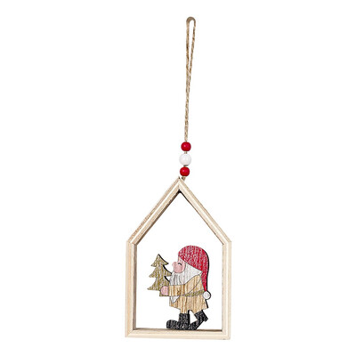 

Siaonvr House Shaped Christmas Tree Hanging Pendant Wooden Small Hanging Ornament