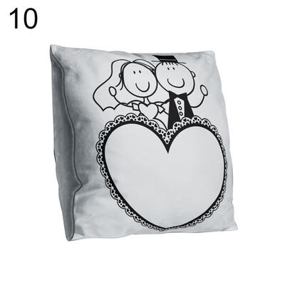 

Double-sided Print Black White Couple Pillow Case Cushion Cover Sofa Bed Decor