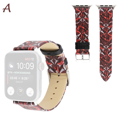 

〖Follure〗Leather Floral Pattern Printed Replaceable Band For Apple Watch 4321 4244mm
