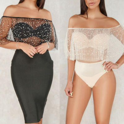 

USA Fashion Women Mesh Bikini Blouse Top With Collar Crop Top Bikini Transparent