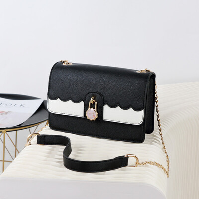 

Summer Little Girl Tide Coloured Single Shoulder Bag Korean version Baitao Slant Bag Fashion Lock Small Square Bag