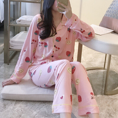 

Womens Fruit Print Lomg Sleeve Top Pants Pyjama Sets Sleepwear Lounge Suits