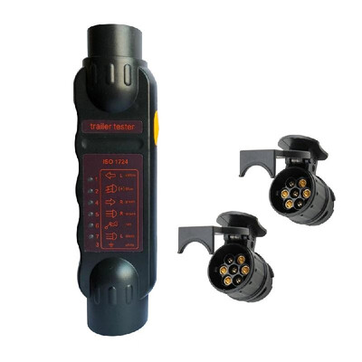 

New Vehicle Trailer 7Pin LED Light Cable Circuit Towing Plug Socket Tester 12V Red Wine