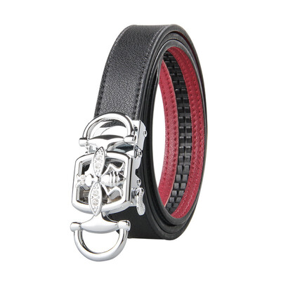

BPSTAR Womens Automatic Buckle Genuine Leather Ladys Ratchet Holeless Belt Business High Quality Womens Real Belt for Pants