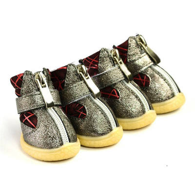 

4 Pcssets Dog PU leather sport Shoes Reflective Winter Waterproof Pet dog Puppy Martin boots non-slip golden retriever rain sho