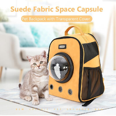 

Pet Carrier Backpack Space Capsule Dog Carrier Suede Fabric Transparent Cover Pet Backpack for Outdoors Hiking Camping