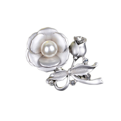 

Scarf Buckle Crystal Flower Matte Gold Brooch Corsage Wedding Pearl Brooch