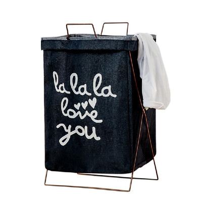 

Iron Frame Folding Laundry Basket with Handles Storage Bag Large Sized Collapsible Cloth Hamper for Washing Child Toys