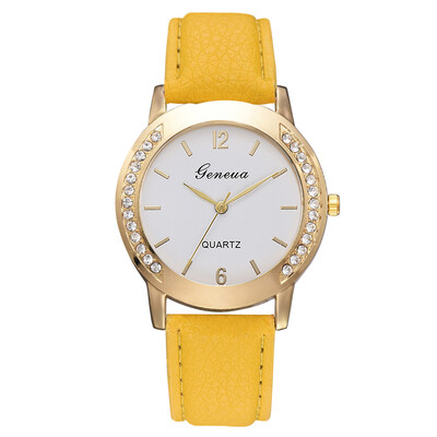 

Casual ladies alloy quartz watch fashion crocodile pattern PU leather watch on both sides of the diamond fashion watch