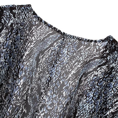 

New Women Chiffon Cardigan Snake Skin Print 34 Sleeve Loose Kimono Outerwear Beach Cover Up Black