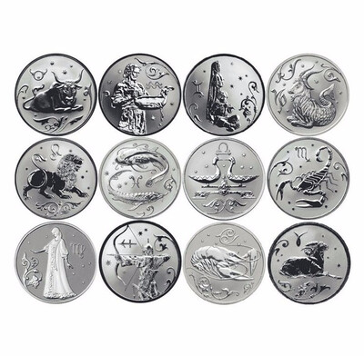 

Signs of the Zodiac 12 PCS Lot Set Souvenir Coins of Russia USSR Soviet Union Moscow medal