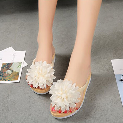 

Rose Fashion Women Summer Flip Flops Slipper Flower Flat With Beach Slippers Slides
