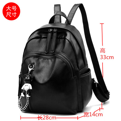 

Double shoulder bag womens fashion Korean version fashion school bag leisure bag soft leather travel ladys small backpack