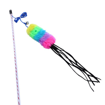 

Cat Teaser Wand Toy Interactive Pet Transparent Fishing Rod With Colorful Plush Ball Strip Attachment Swing To Attract Cats