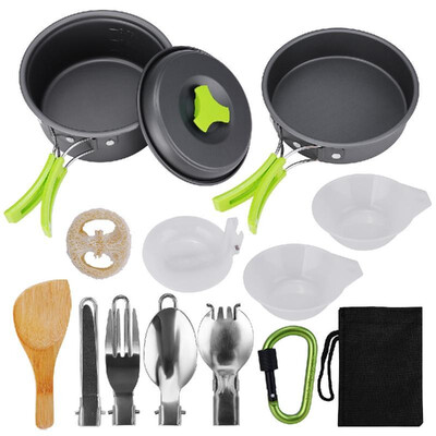 

Camping Cookware 15Pcs Backpacking Gear Hiking Outdoors Non Stick Camping Cookware Set 1-2 People Lightweight Compact Durable Pot