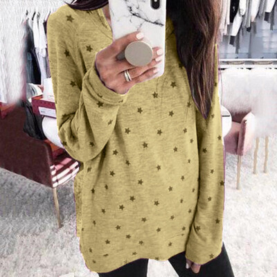 

Tailored Autumn And Winter New Women Blouse Stars Printed Fashion Round Neck Blouse