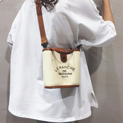 

Canvas big bag female 2019 new Korean version of the wild Messenger bag bucket bag large capacity shoulder fashion handbag