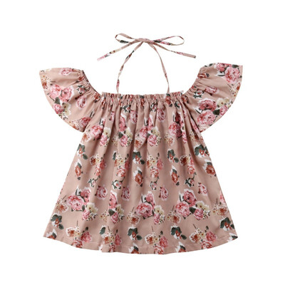 

Baby Dress Girls Printed Sling Princess Dresses Children Cute Shoulderless Clothes Baby Girls Clothing 1-5Y