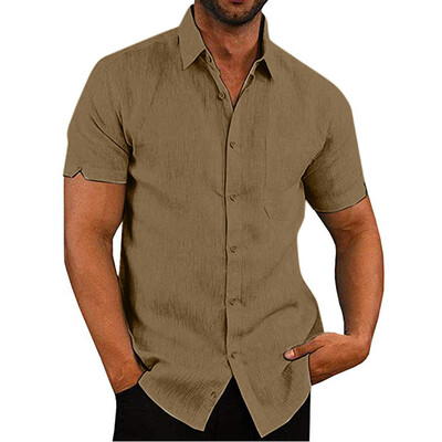 

Tailored Mens Summer Casual Slim Short Sleeve Pockets Shirts Top Beach Blouse
