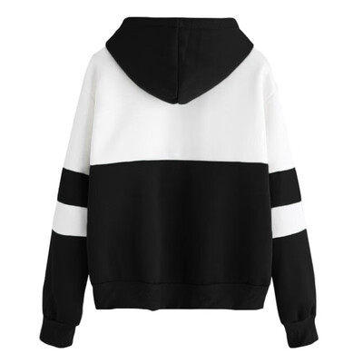 

Women Hoodies Hooded Sweatshirt Color Splicing Long Sleeves Front Pockets Pullovers Outwear