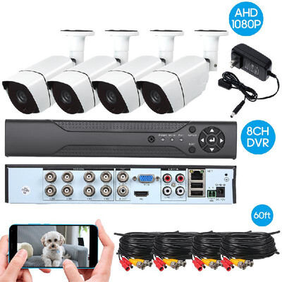 

8CH Security Camera System Full 1080P Video DVR Recorder with 4 1080P Indoor Outdoor Weatherproof CCTV Cameras