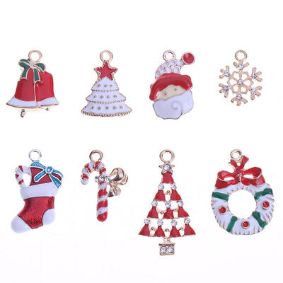 

8pcs Christmas Series Charms Pendant DIY Crafts Jewelry Hair Accessories