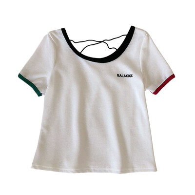 

Fashion Summer Concise Casual All-match Letter Printed Short Sleeve Slim Fit T-shirts