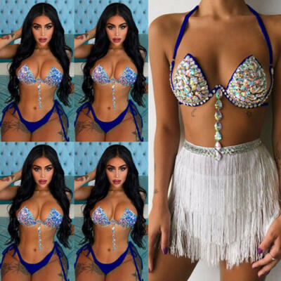 

US Women Sequin Rhinestone Crystal Diamond Push-up Bikini Set Swimsuit Swimwear