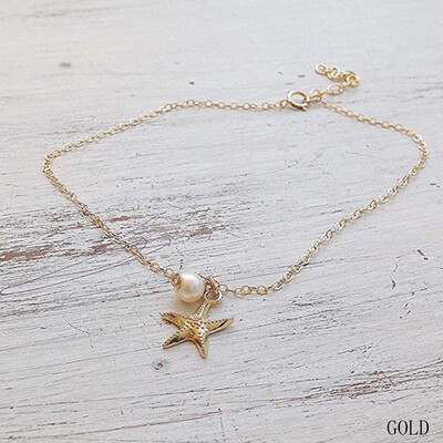 

1Pcs Vintage Fashion Imitation Pearl Starfish Anklets Chain Ankle Bracelet