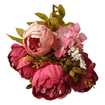 

〖Follure〗1 Bouquet Vintage Artificial Peony Silk Flowers Bouquet for Decoration