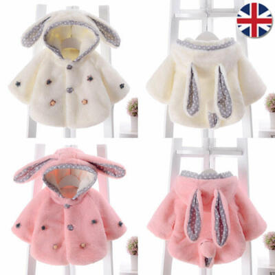 

Toddler Girl Rabbit Ear Hooded Coat Jacket Baby Kids Winter Warm Cotton Outwear