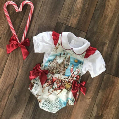 

USA Christmas Newborn Baby Girl Santa Claus Clothes Tops Romper Jumpsuit Outfits