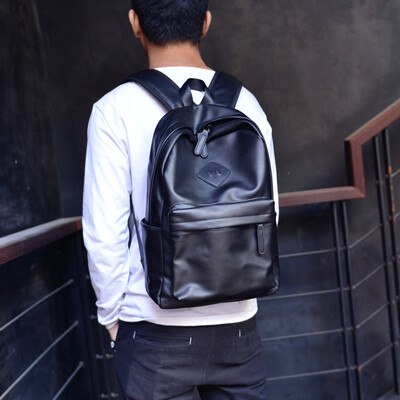 

Recreational Shoulder Bag Mens Backpack Korean Edition College Students Backpack Mens Travel Computer Mens Bag PU Fashion Cort