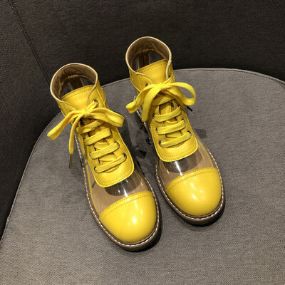 

British style martin boots women fall fashion thick&transparent lace-up students personality short boots tide