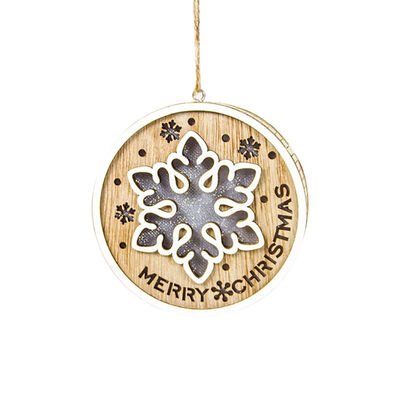 

Christmas Tree Angel Snowflake Fawn Round Wooden Frame LED Christmas Atmosphere Ornament Home Party Christmas Tree Decorations