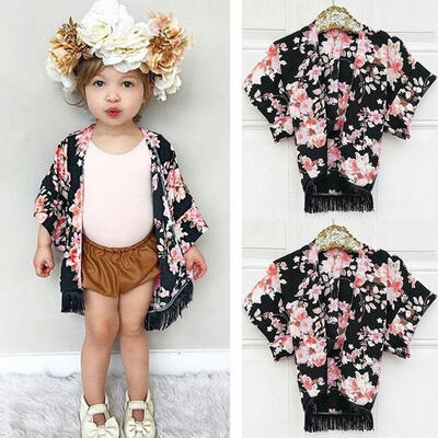 

Girls Kids Children Long Sleeve Chiffon Floral Cover Cardigan Kimono Outfits New