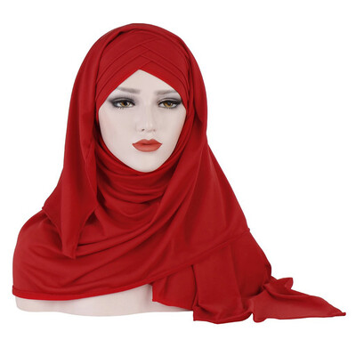 

Muslim Women Under Scarf Islamic Neck Cover Cotton Chemo Hats Solid Color Turban Hijab Scarf Headscarf