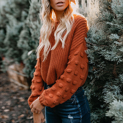 

Womens Long Sleeve Round Neck Knit Sweater Causal Loose Pullover Tops Jumpers