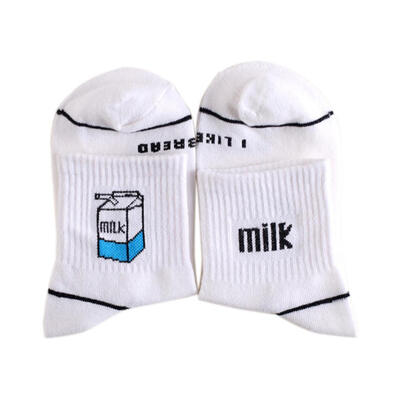 

Women Cartoon Print Cotton Lovely Banana Dinosaur Rocket Milk Pattern Tube Socks