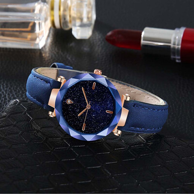 

RM Simple And Stylish Luxurious Starry Dial Convex Mirror Leather Strap Watch