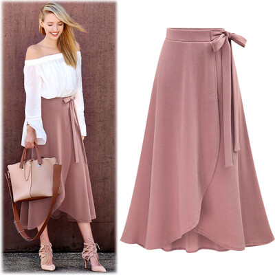 

Roseonmyhand Fashion High Waist Skirt Female Irregular Split Bandage Skirt Long Skirt