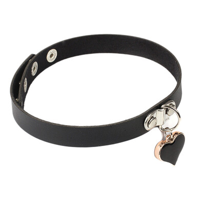 

Womens Leather Collar Necklace Gothic Love Shackles Clavicle Chain Accessories
