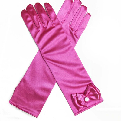 

Girl Long Gloves Bow Prom Finger Satin Elbow Costume Princess Sleeves Halloween