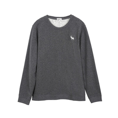 

Autumn new mens cotton long-sleeved T-shirt sleeves loose large size casual solid color round neck long-sleeved shirt