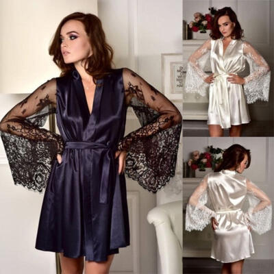 

Sexy-Lingerie-Women-Silk-Lace-Robe-Dress-Babydoll-Nightdress-Nightgown-Sleepwear